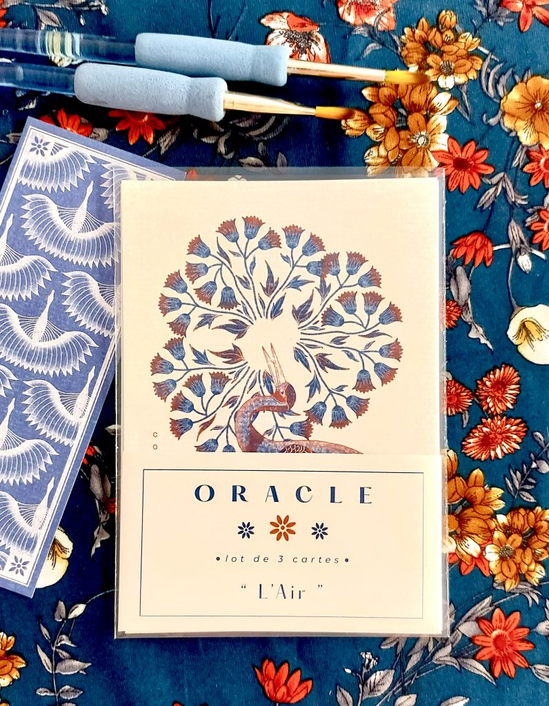 lot de trois illustrations oracle symbole air grue