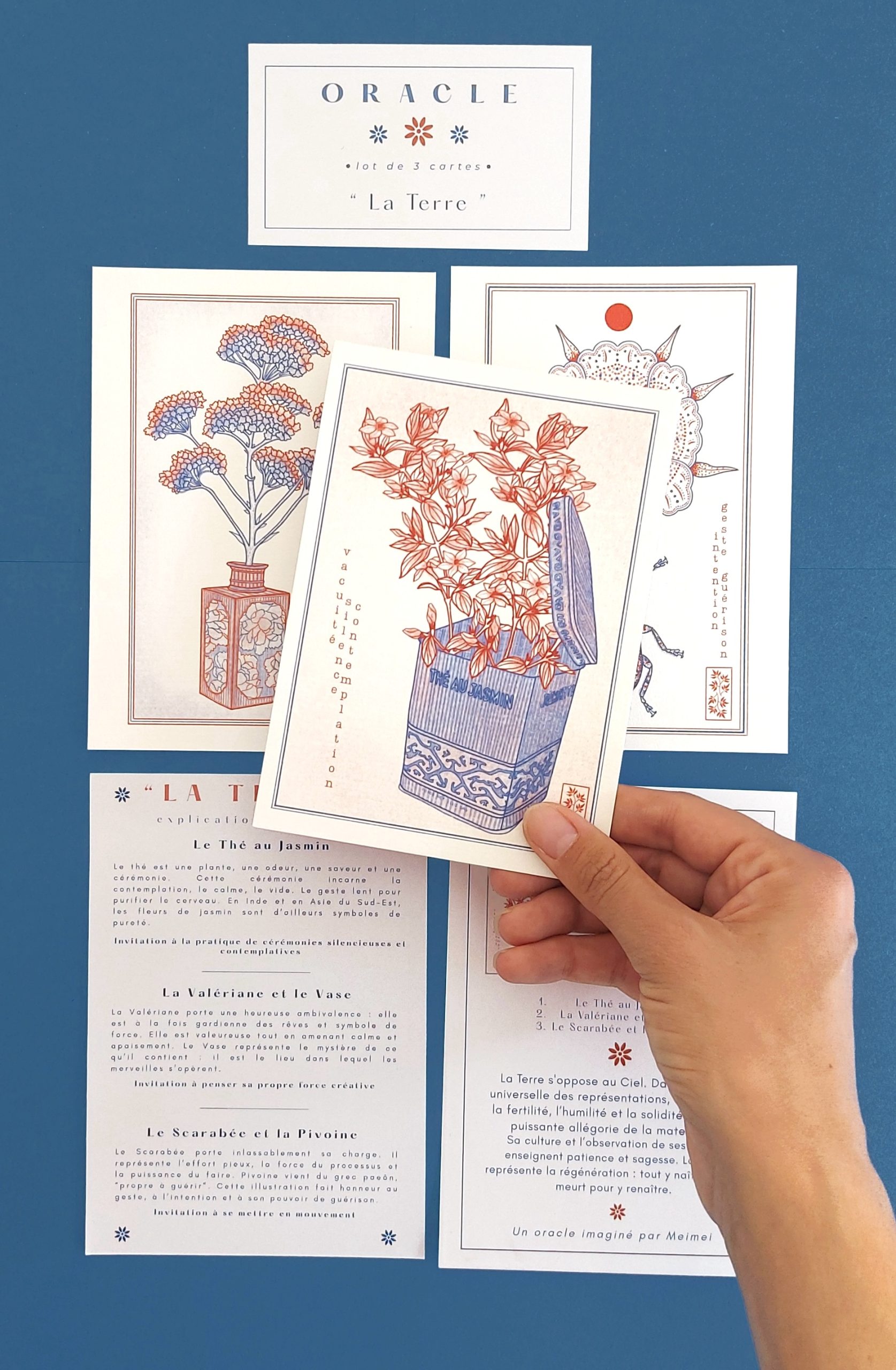 Pack trois illustrations oracle symboles élement terre