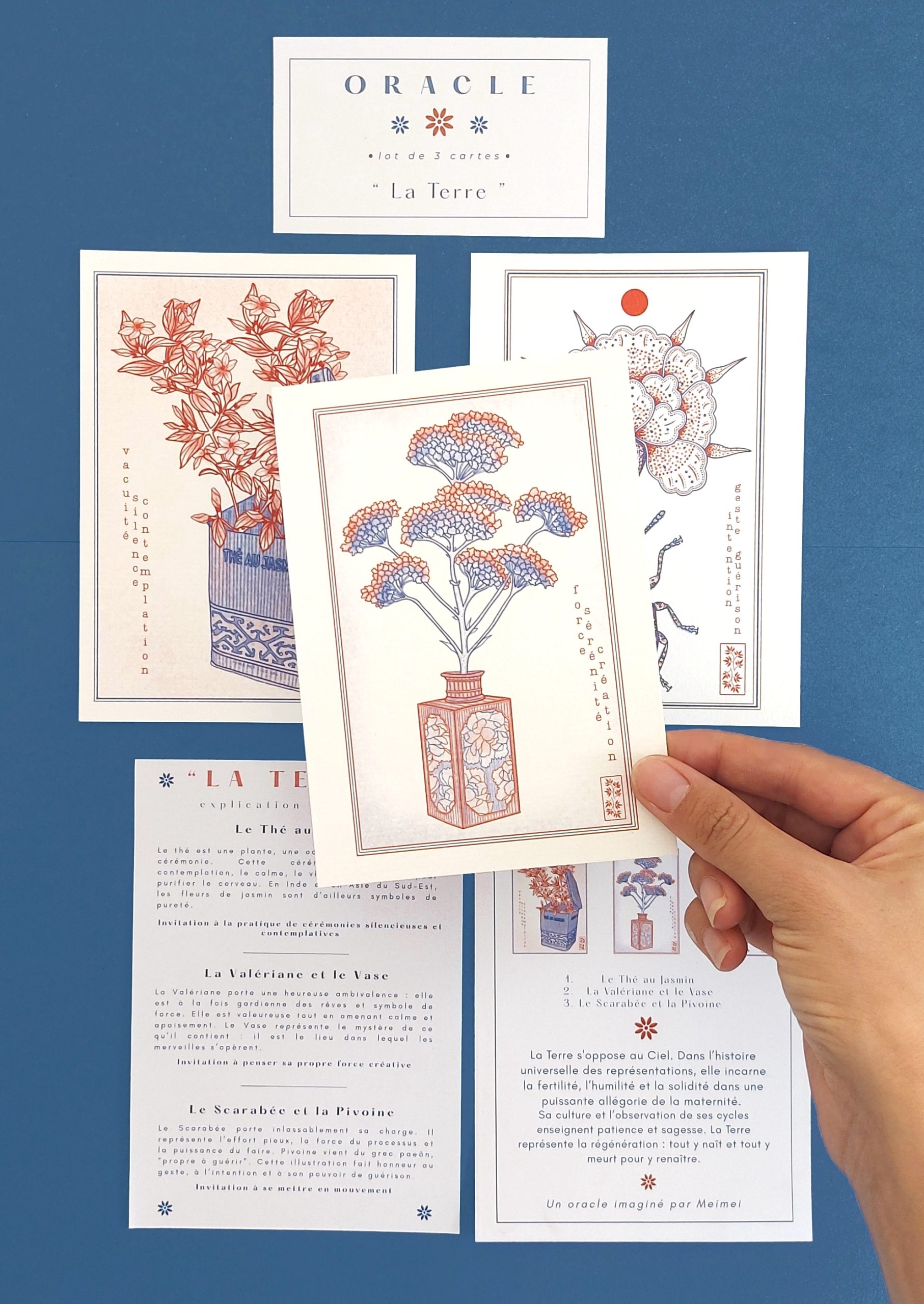 Pack trois illustrations oracle symboles élement terre