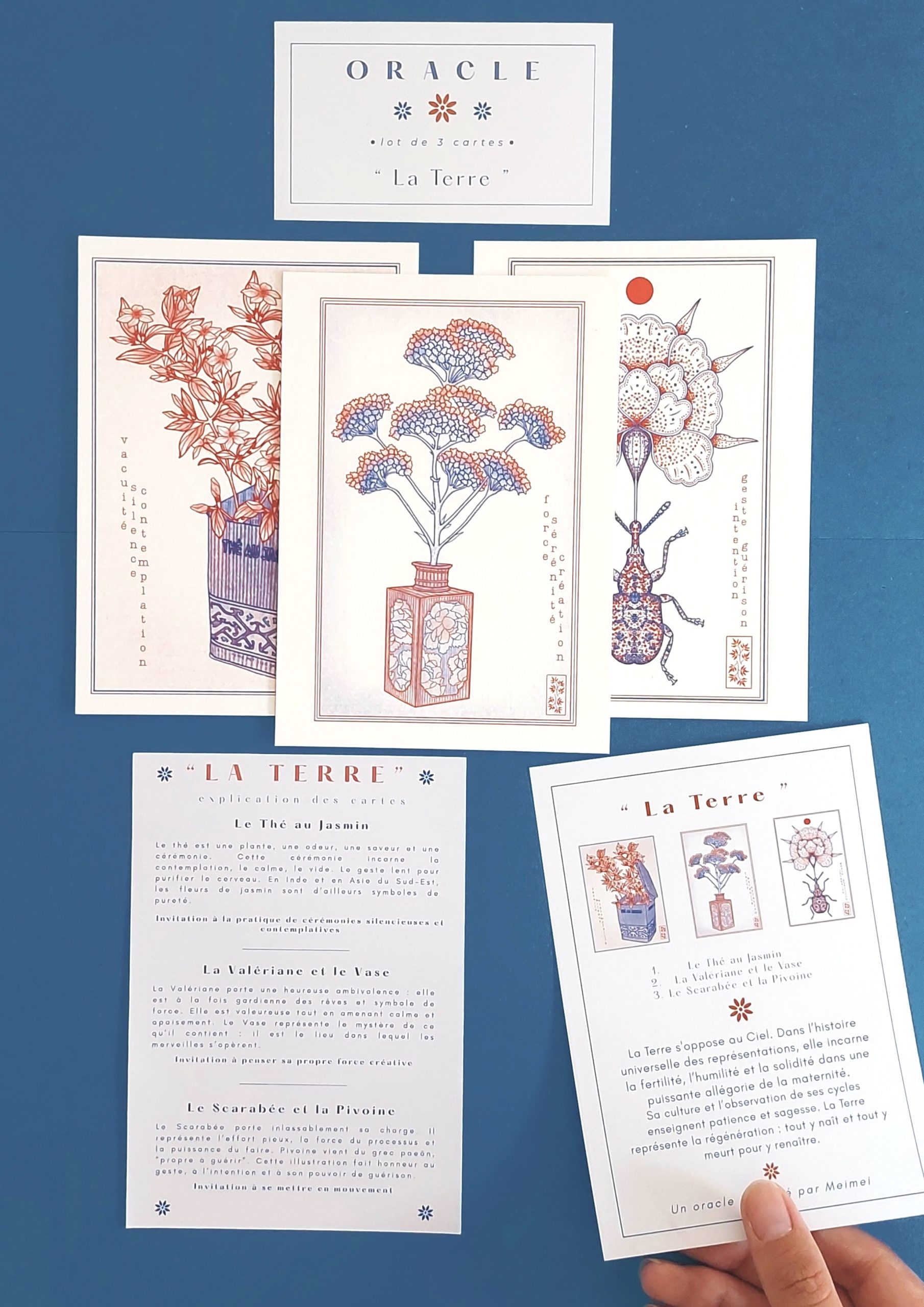 Pack trois illustrations oracle symboles élement terre
