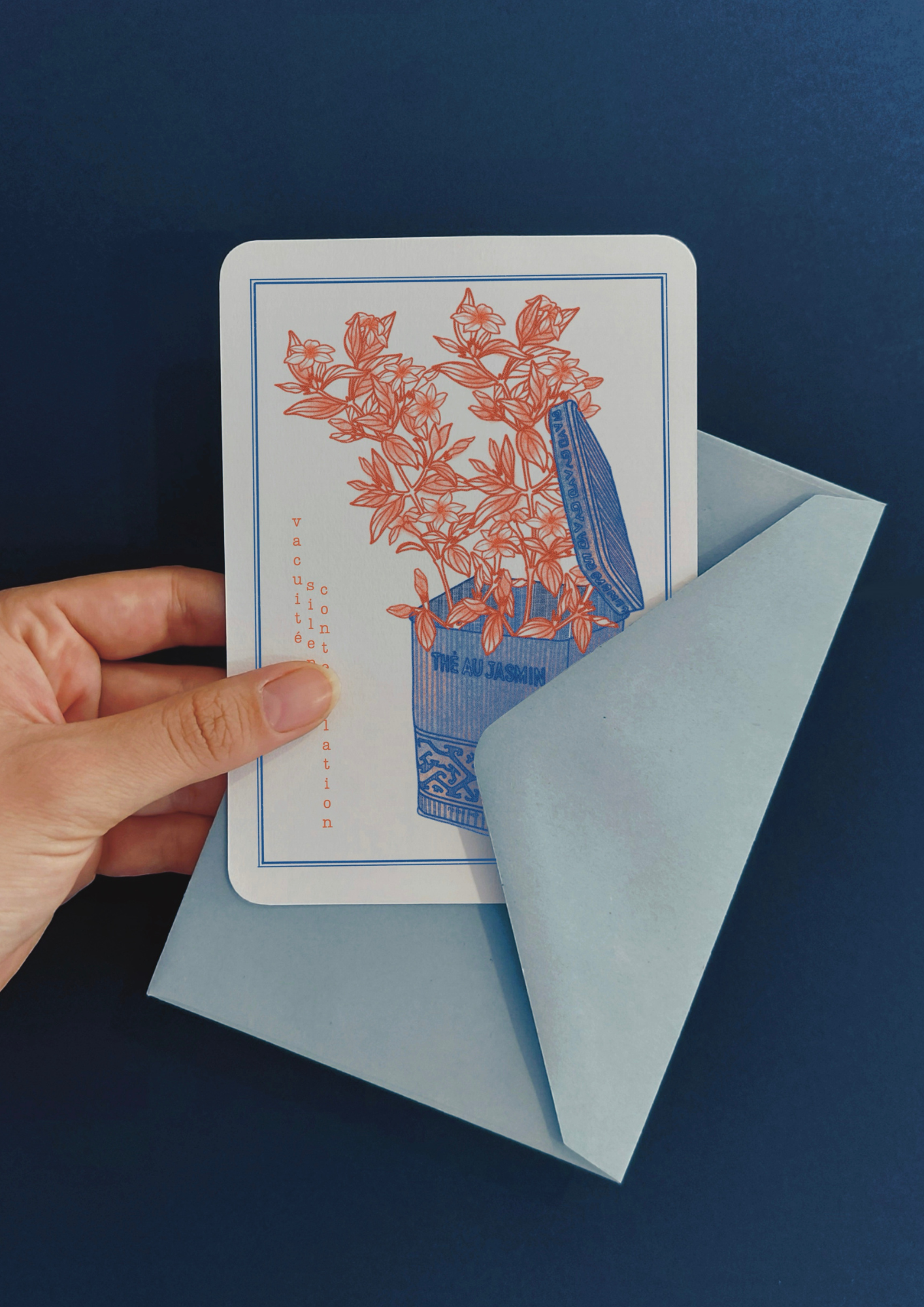 illustration et enveloppe thé au jasmin